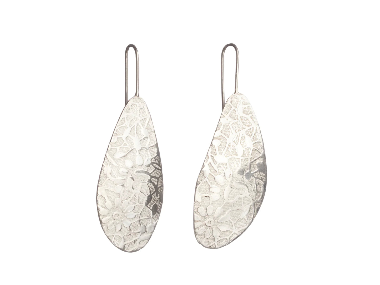 Paisley Floral Print Earrings - Silver