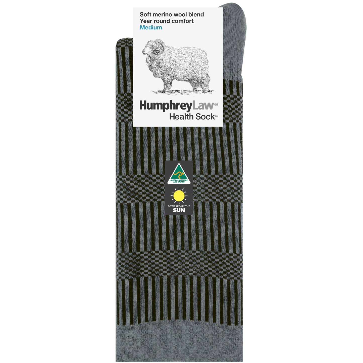Light-Midweight 65% Fine Merino Wool Patterned Men’s Health Sock - Large