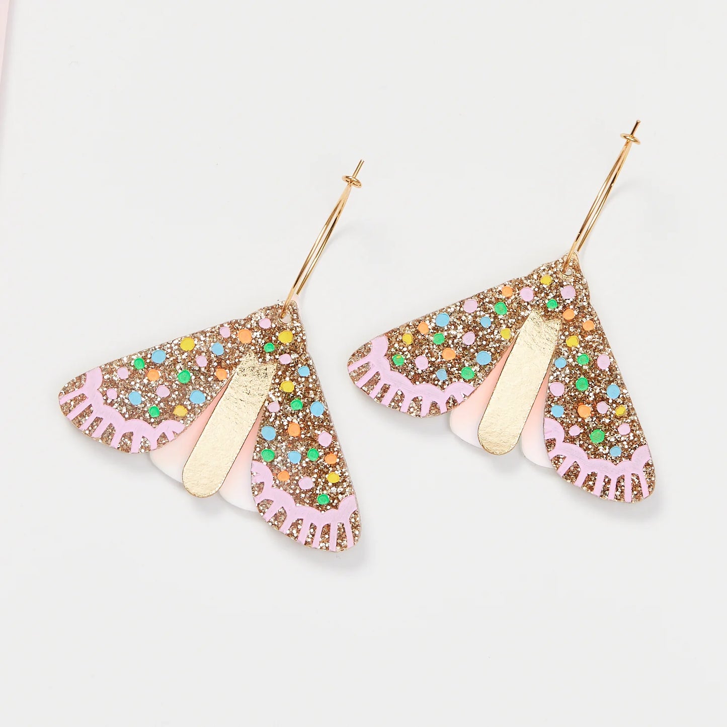 Moth Earrings - Gold / Multicolour