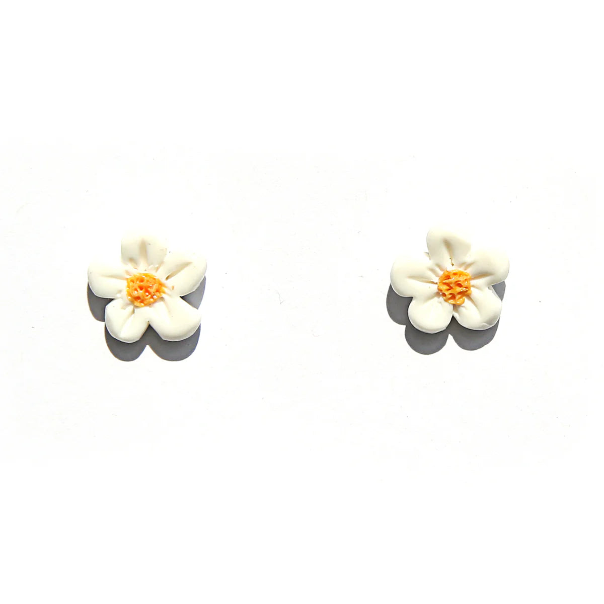 Small White Daisy Stud Earrings