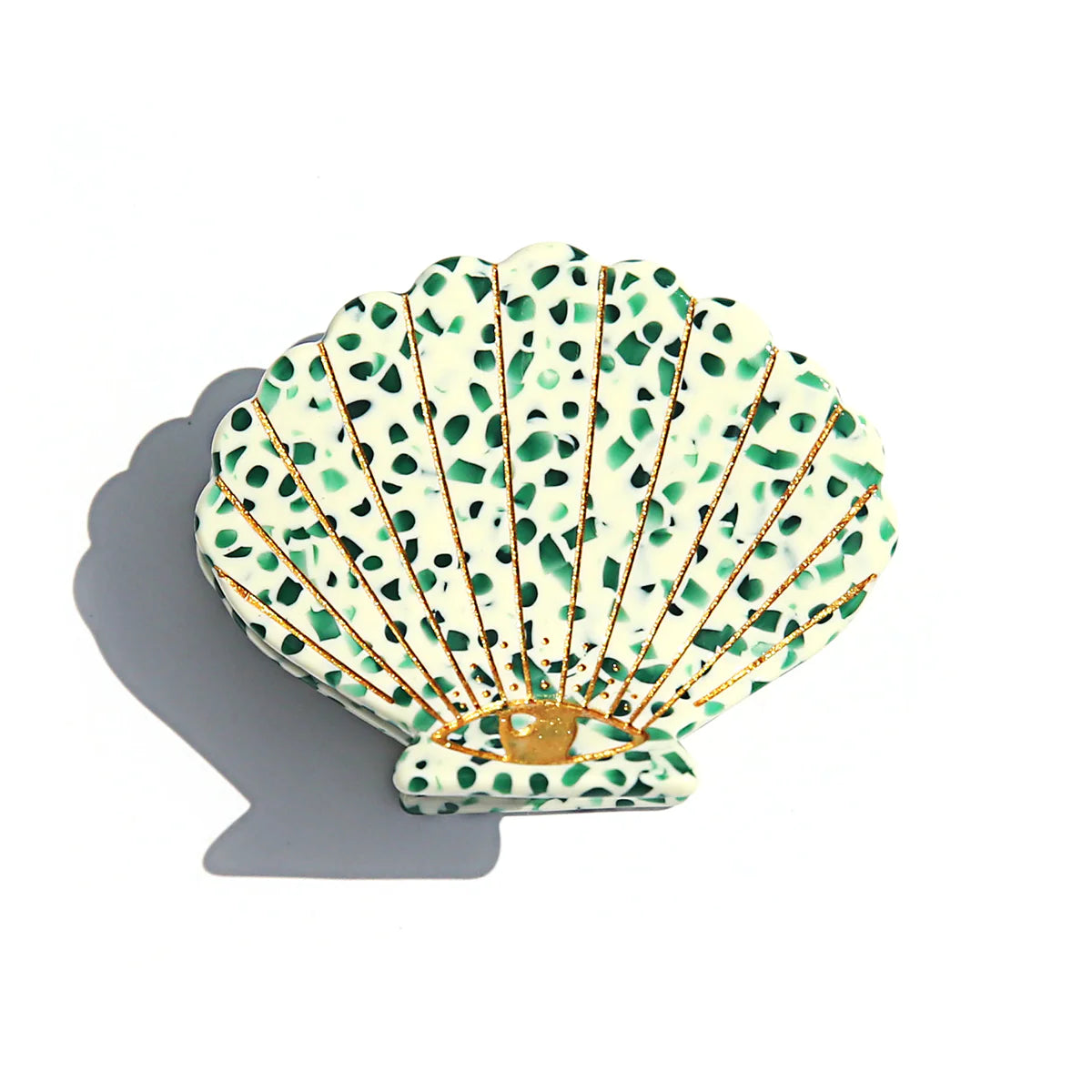 Shell Hair Claw Clip - Green Terrazzo