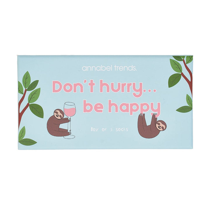 3 Pack Sloth Socks - Don't Hurry Be Happy