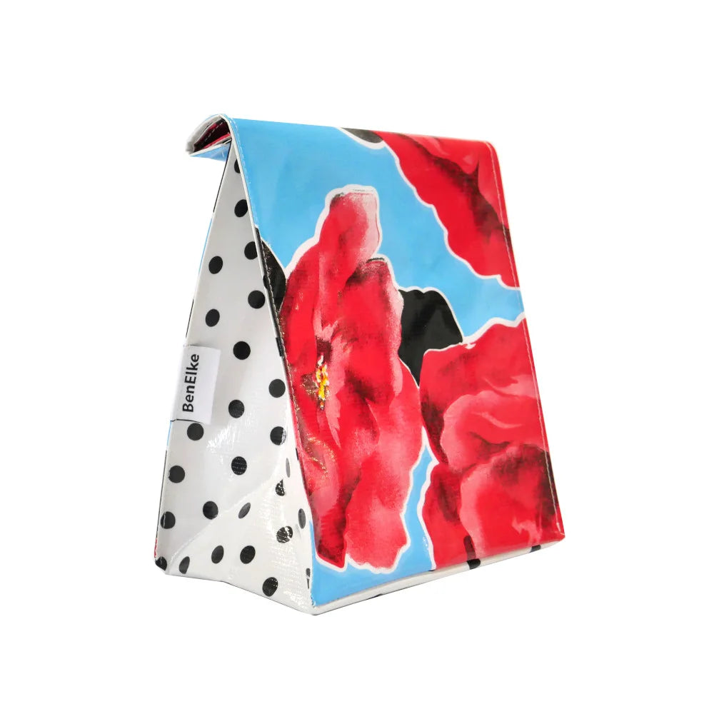 Lunch Bag – Red Flower Blue