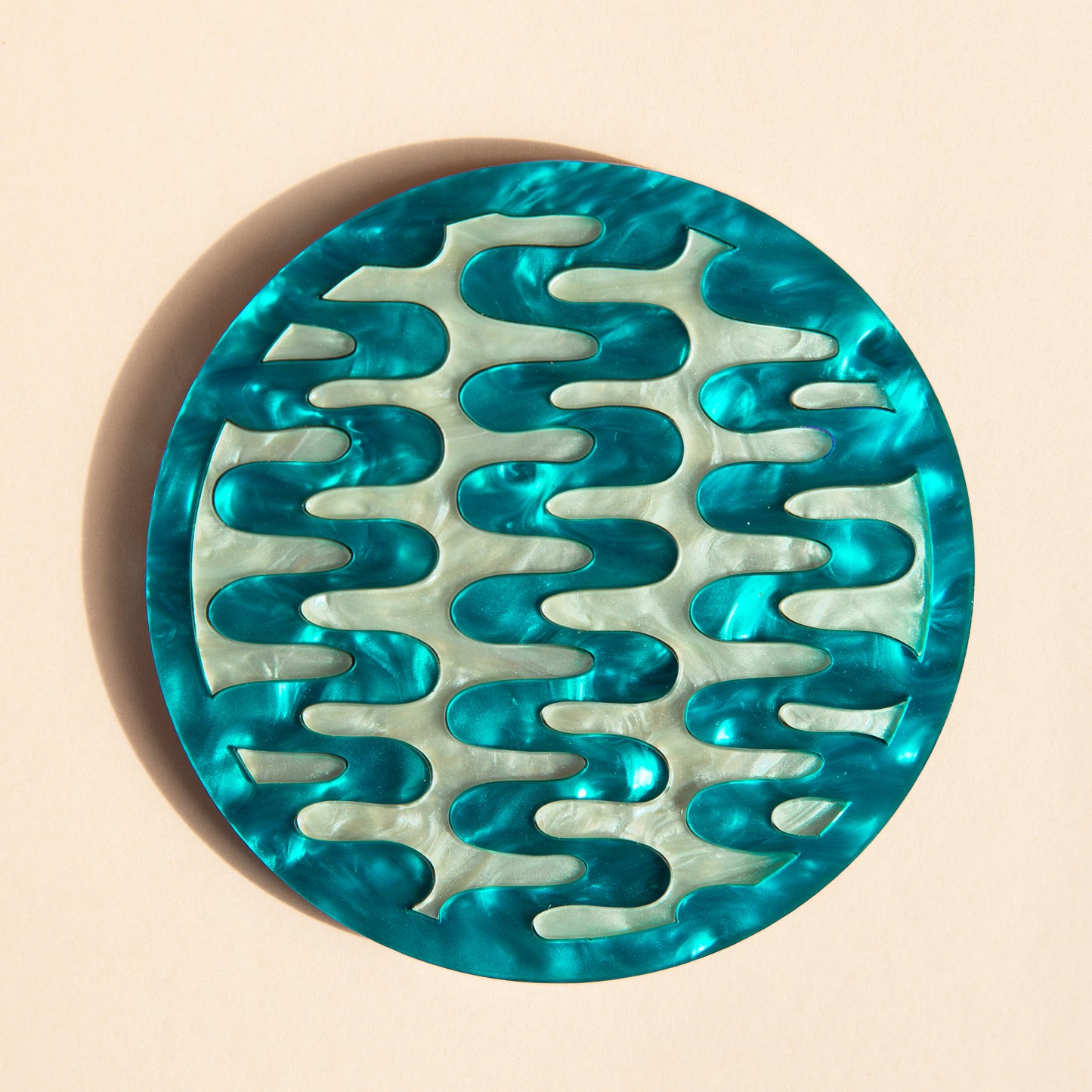 Retro Wiggle Coaster - Teal Marble