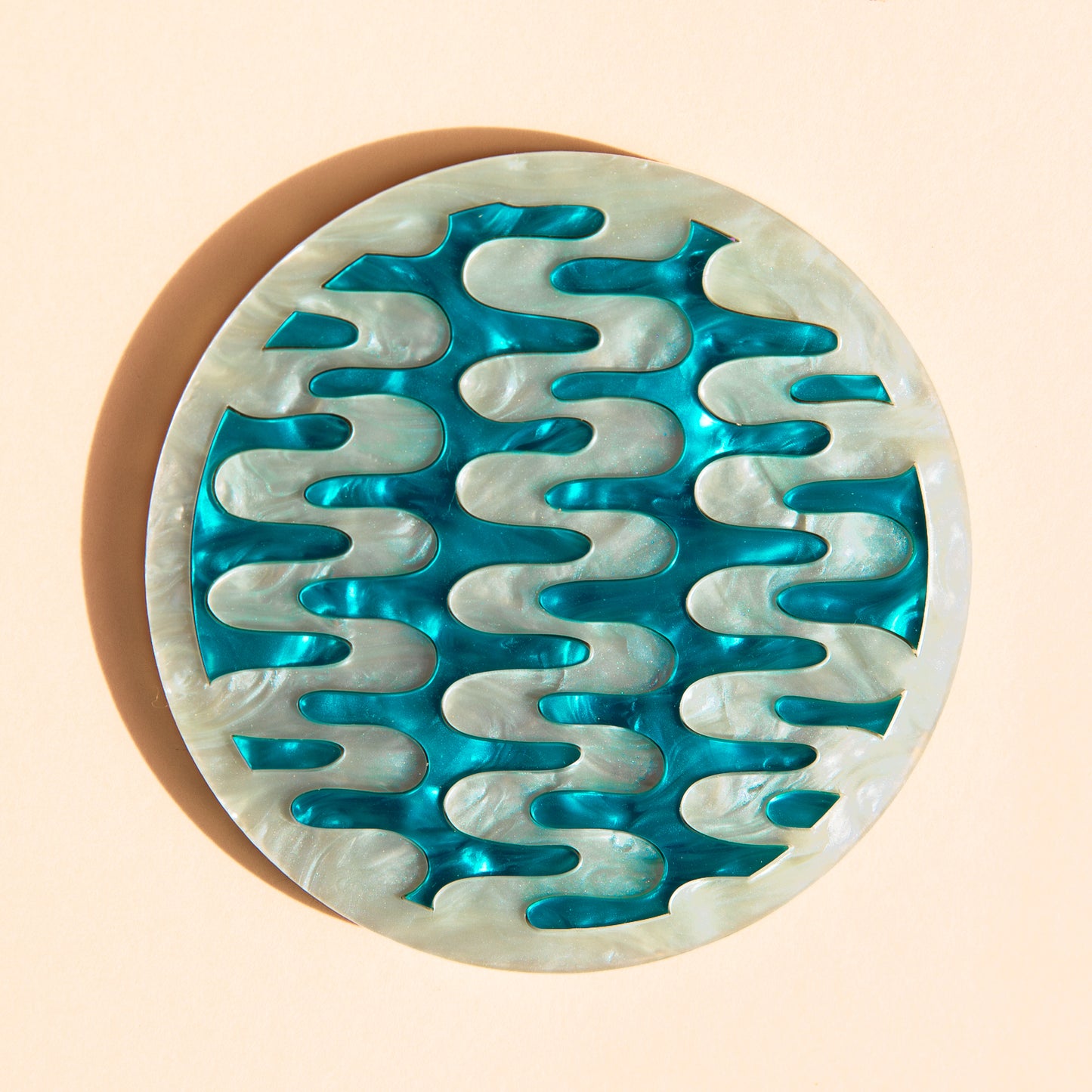 Retro Wiggle Coaster - Teal Marble