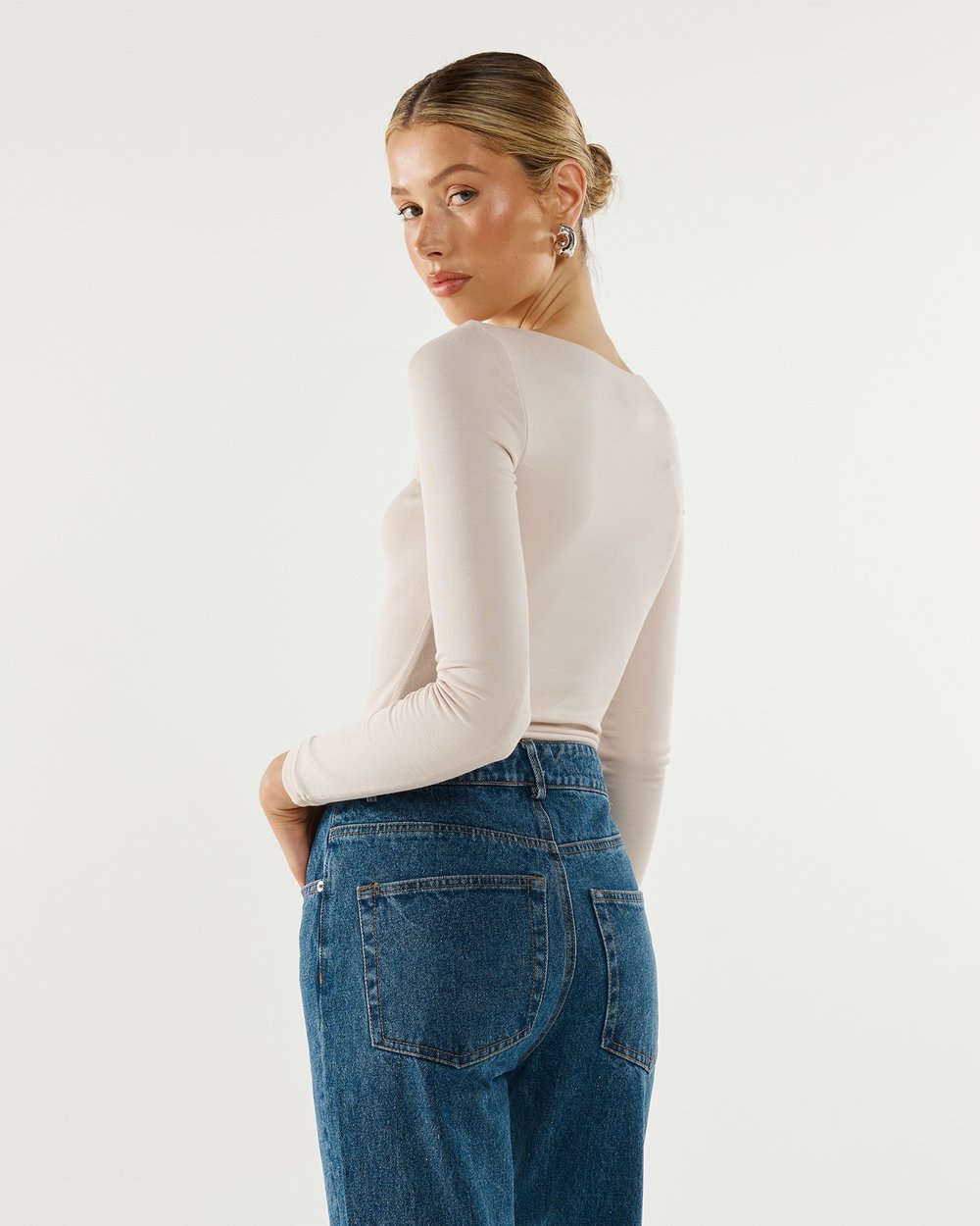 Caden Long Sleeve Top - Oyster