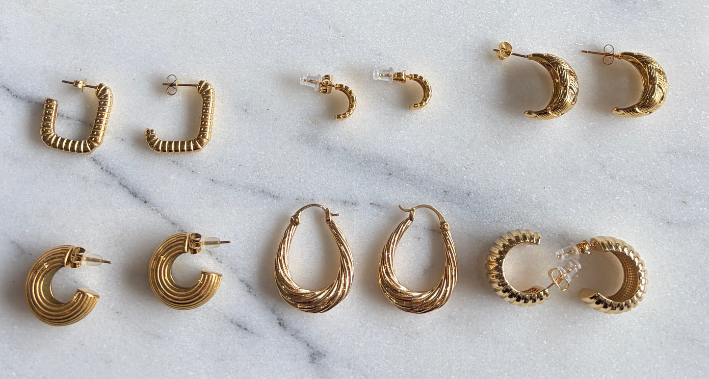 Gold Hoop Earrings 14k - various designs