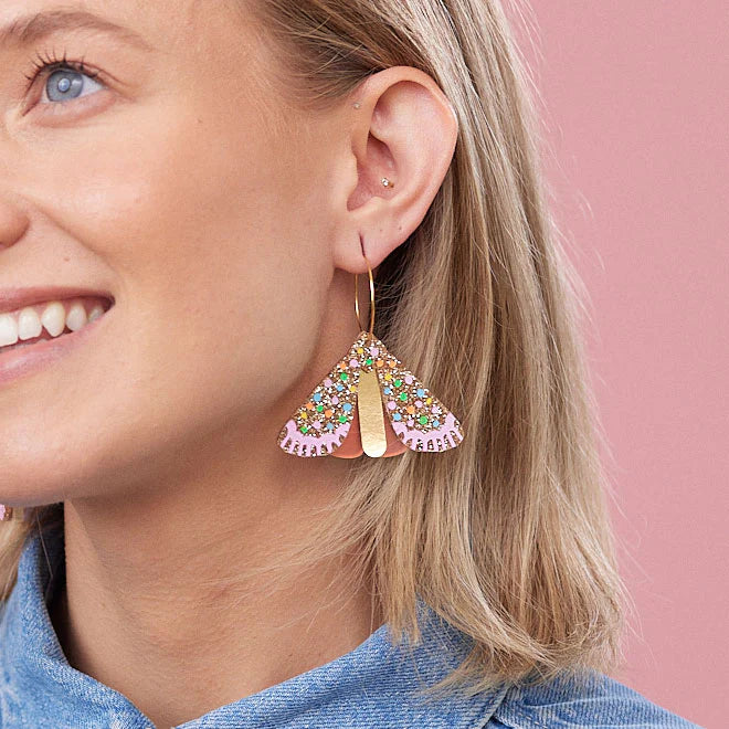 Moth Earrings - Gold / Multicolour
