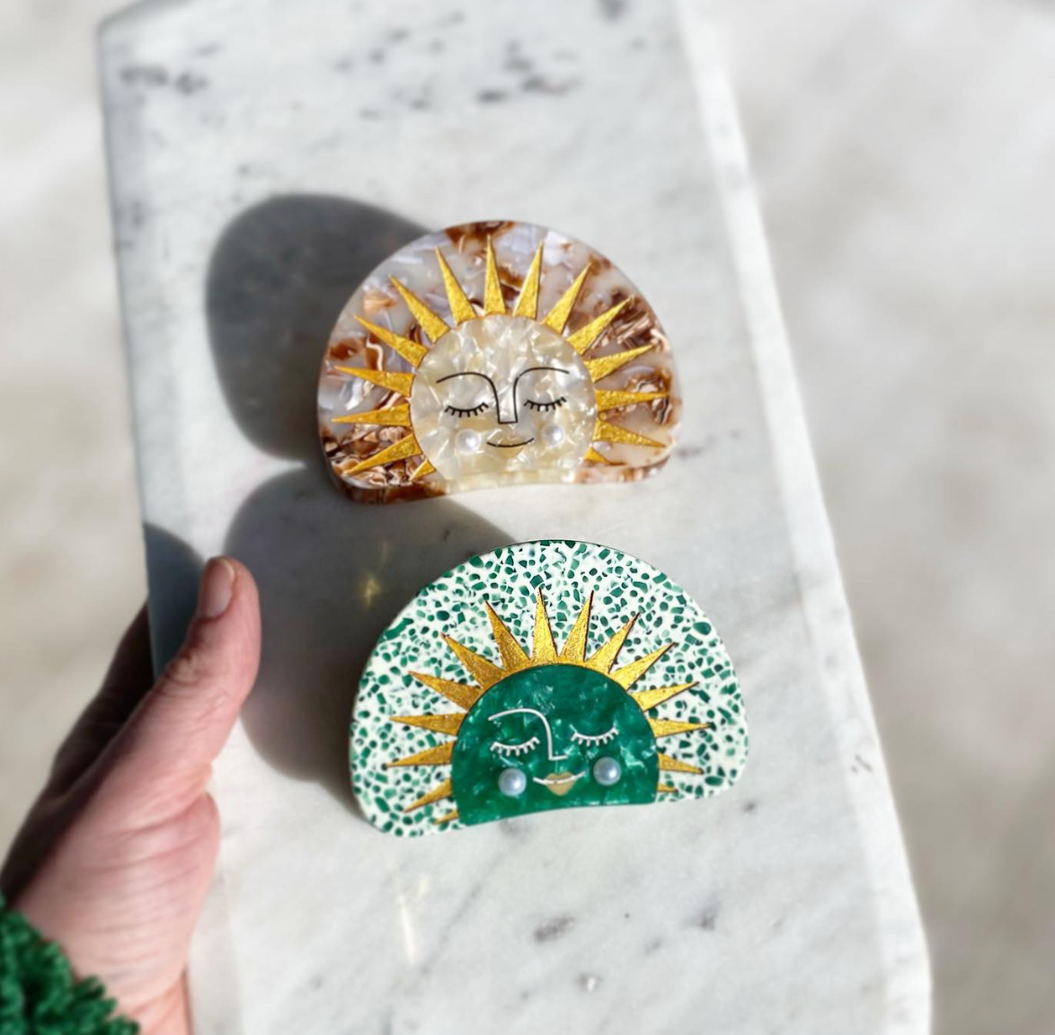 Green Sun Hair Claw Clip