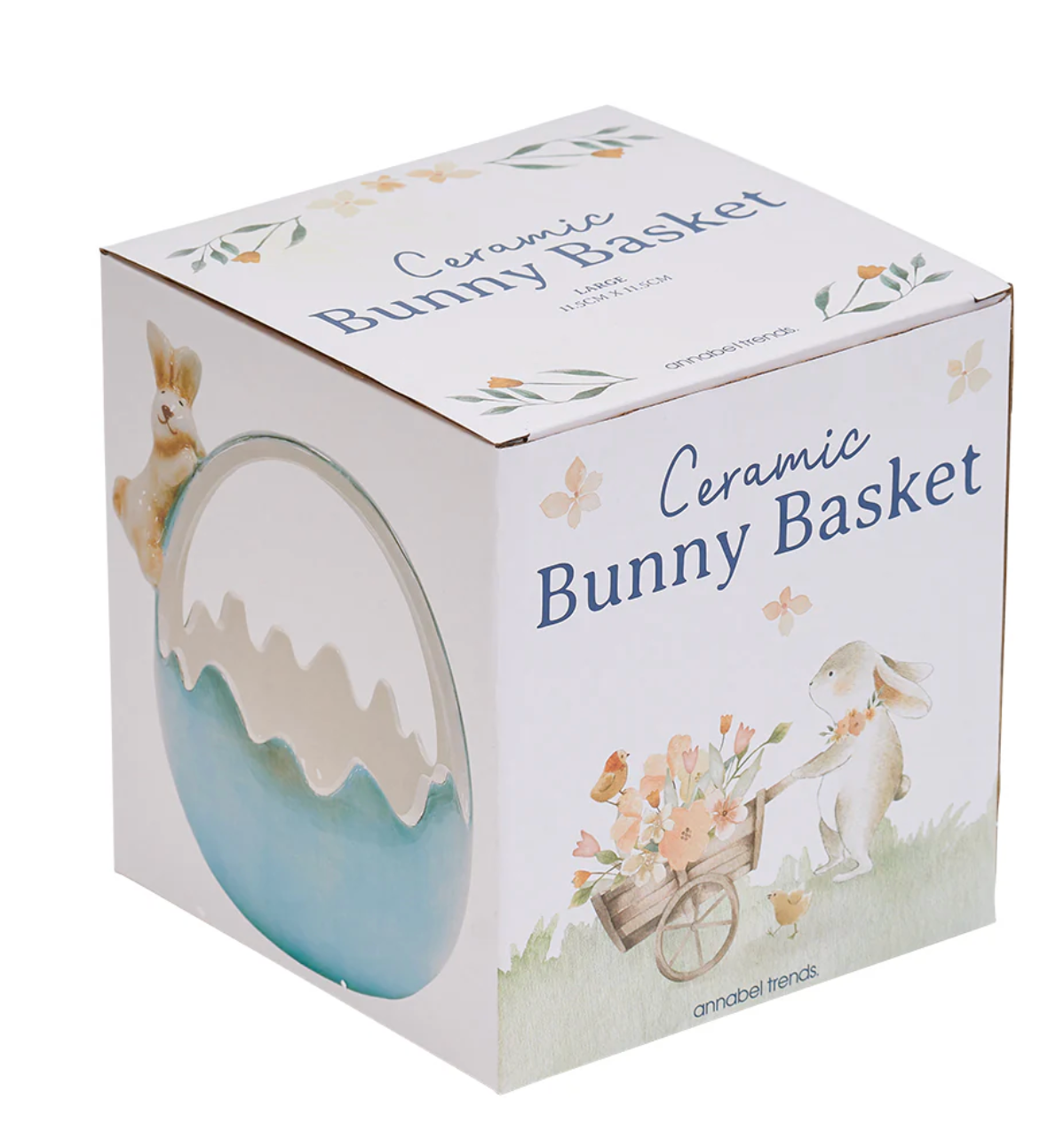 Ceramic Bunny Basket - Blue
