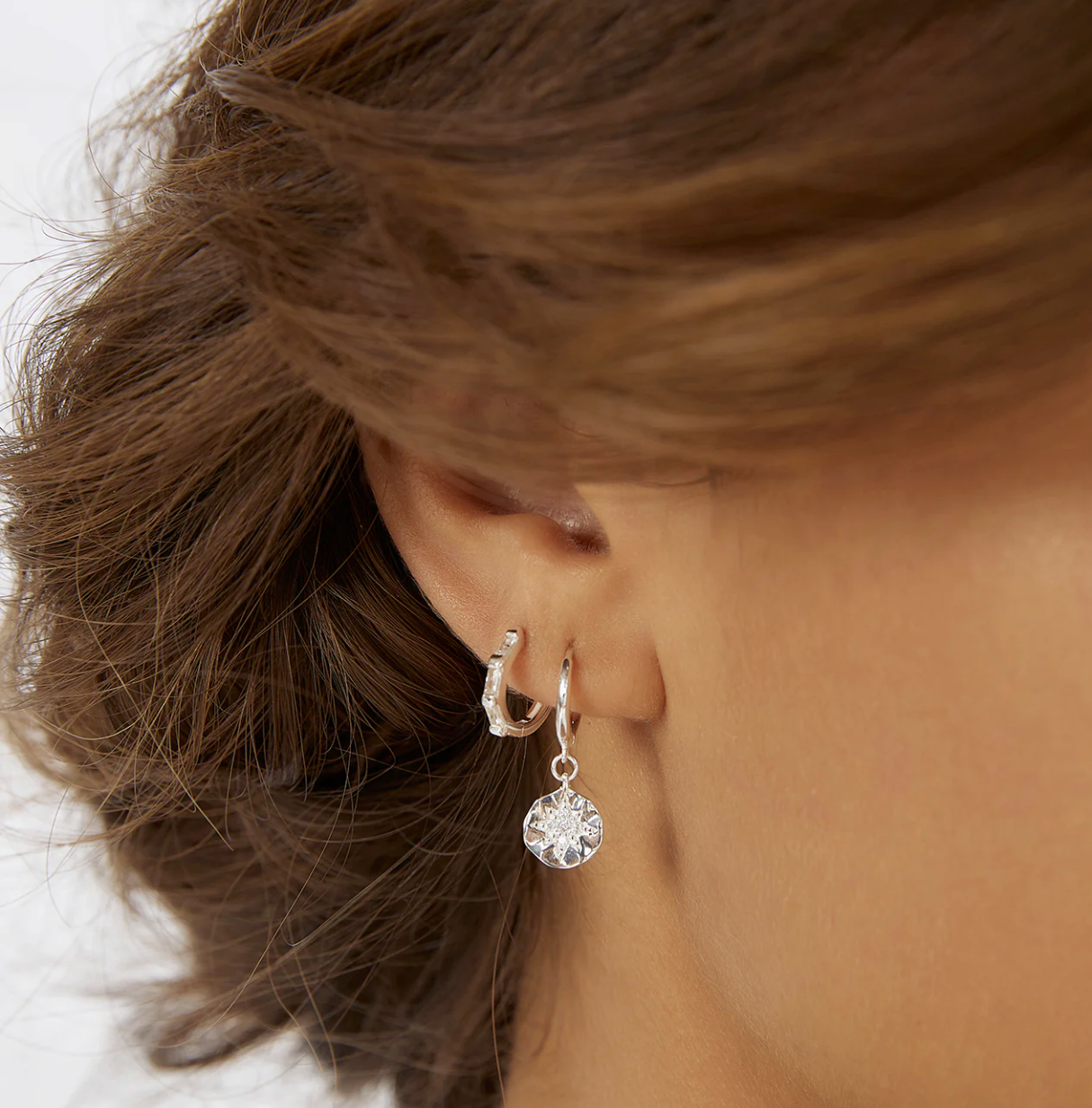 Estrella Silver & Zircon Hoop Huggies
