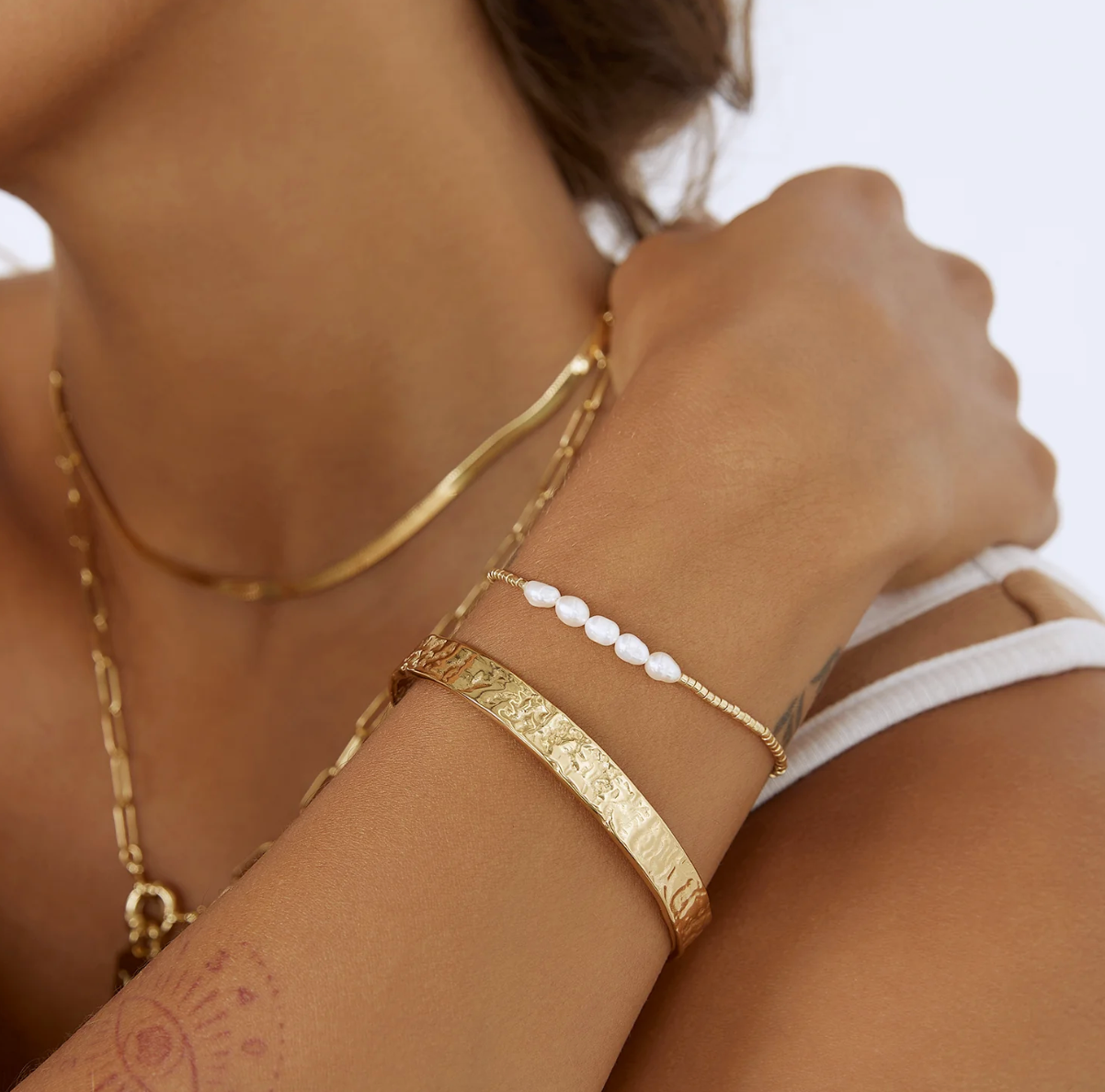 Seline Gold & Pearl Bracelet