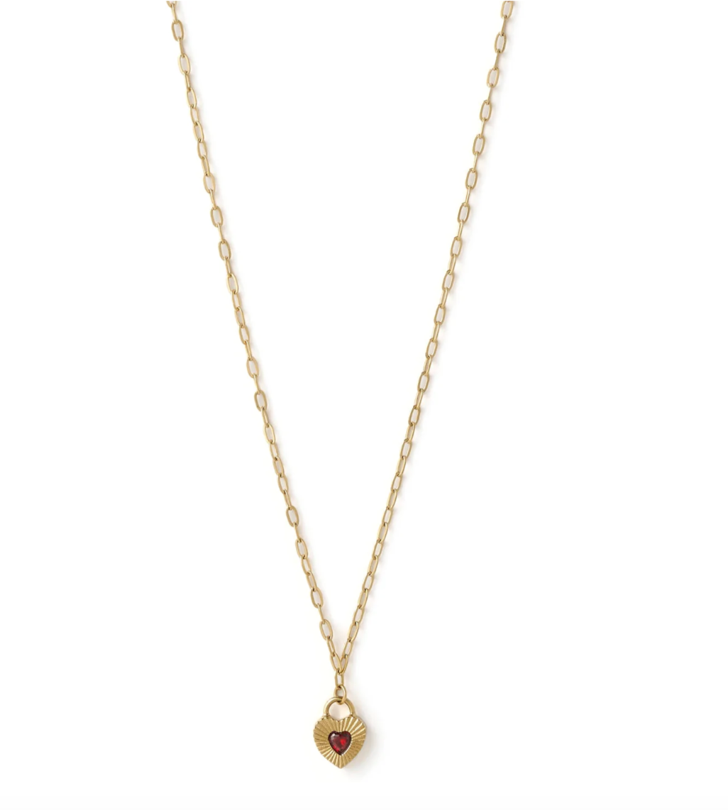 Ruby Heart Necklace - Red