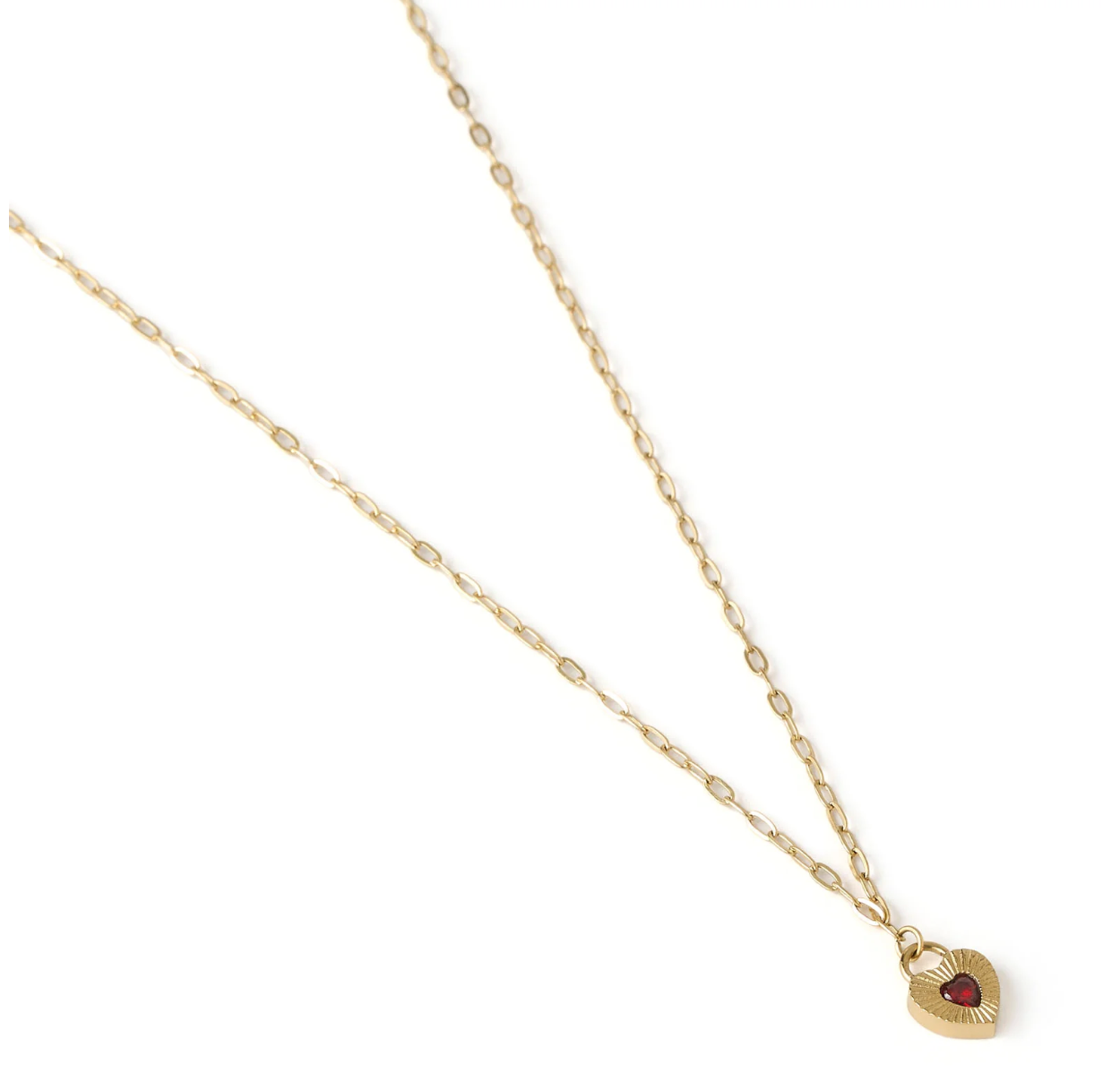 Ruby Heart Necklace - Red