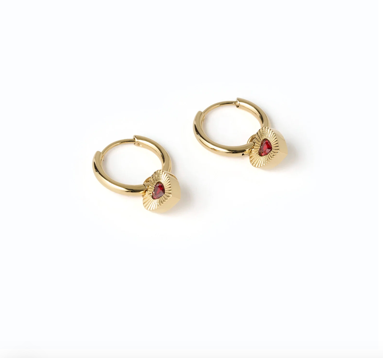 Ruby Heart Earrings - Red