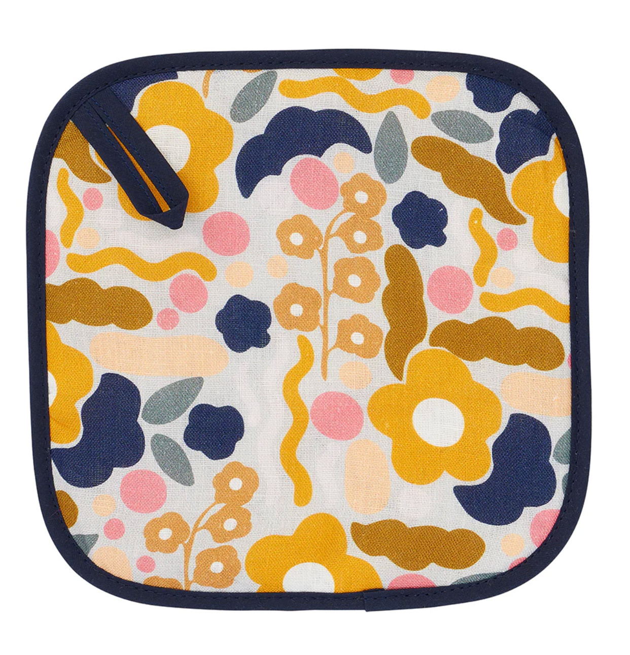 Pot Holder - Floral Puzzle Mustard