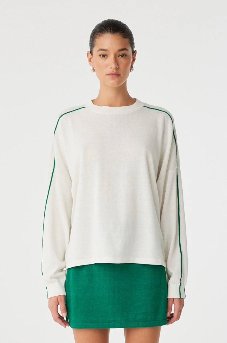 Pippa Long Sleeve - Cream & Palm Green