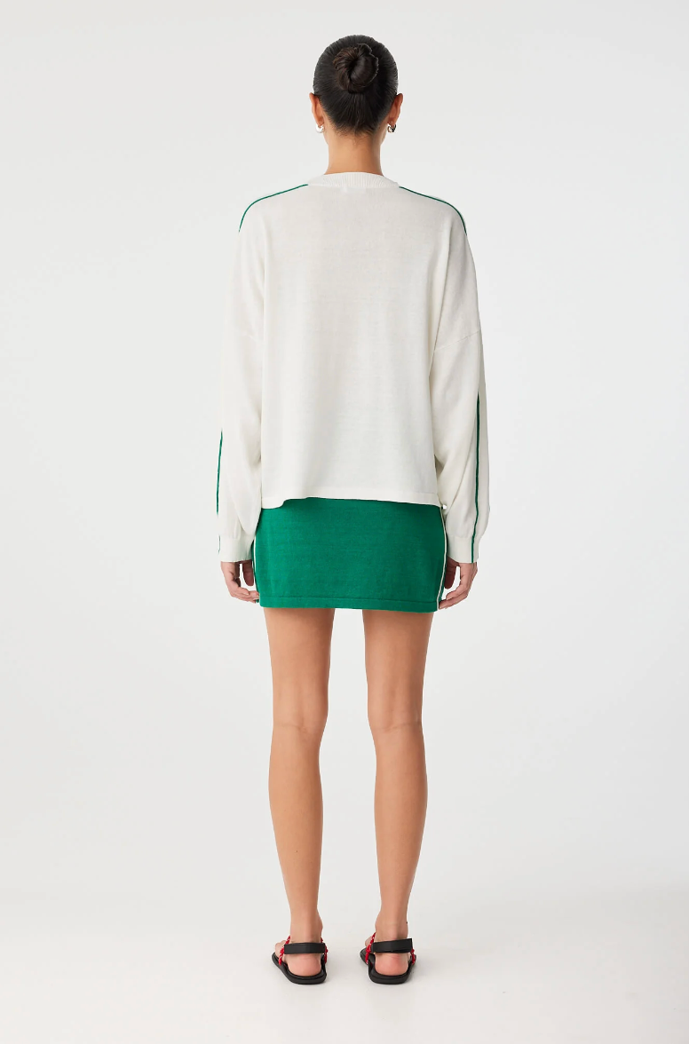 Pippa Long Sleeve - Cream & Palm Green