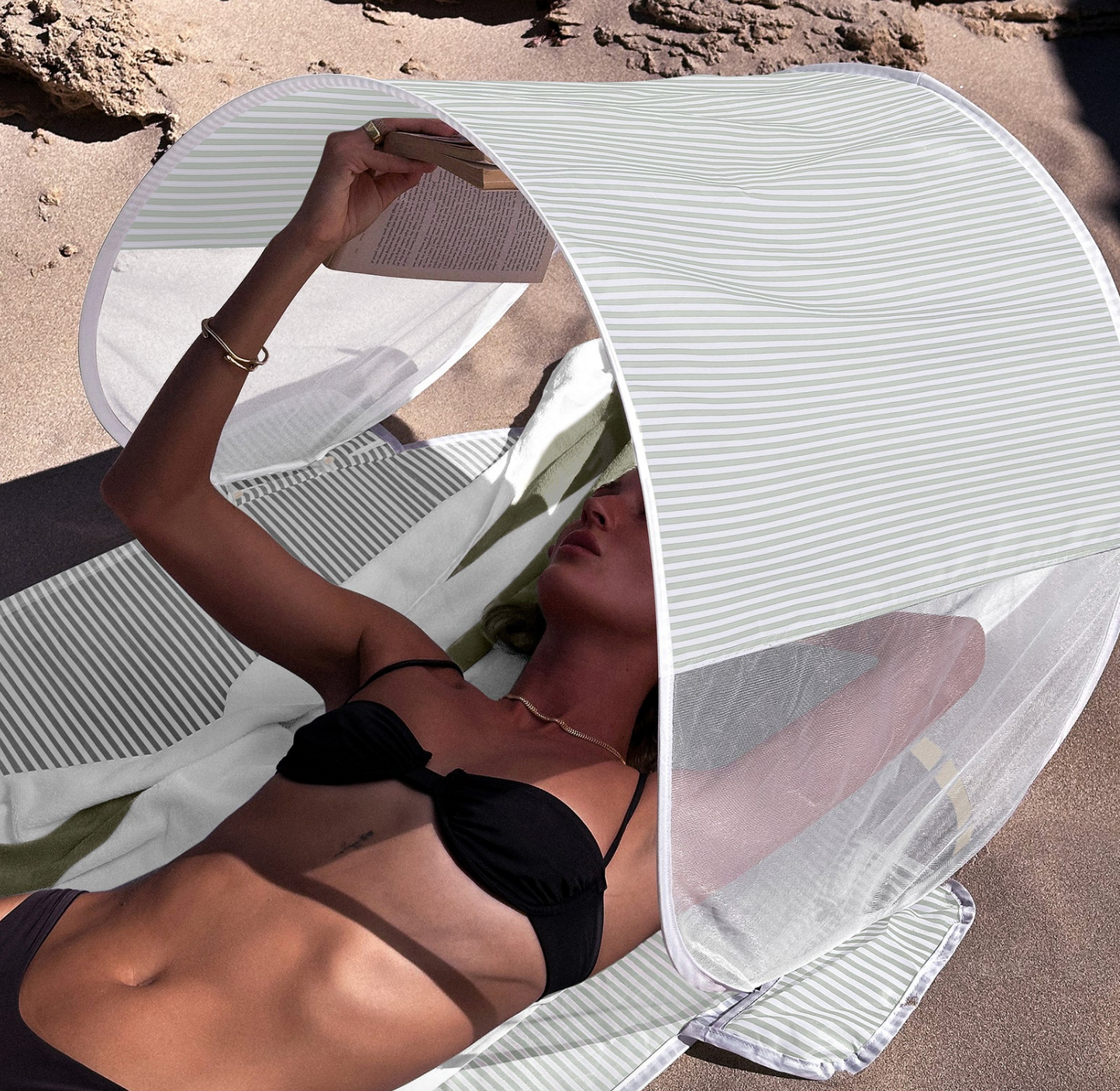 Solo Sun Shader - La Palma Sage Stripe