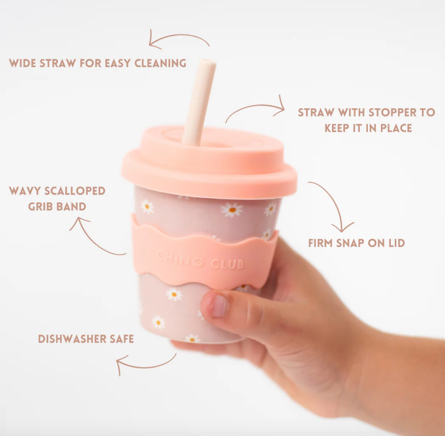 Babychino Cup 4oz - Pink Daisy