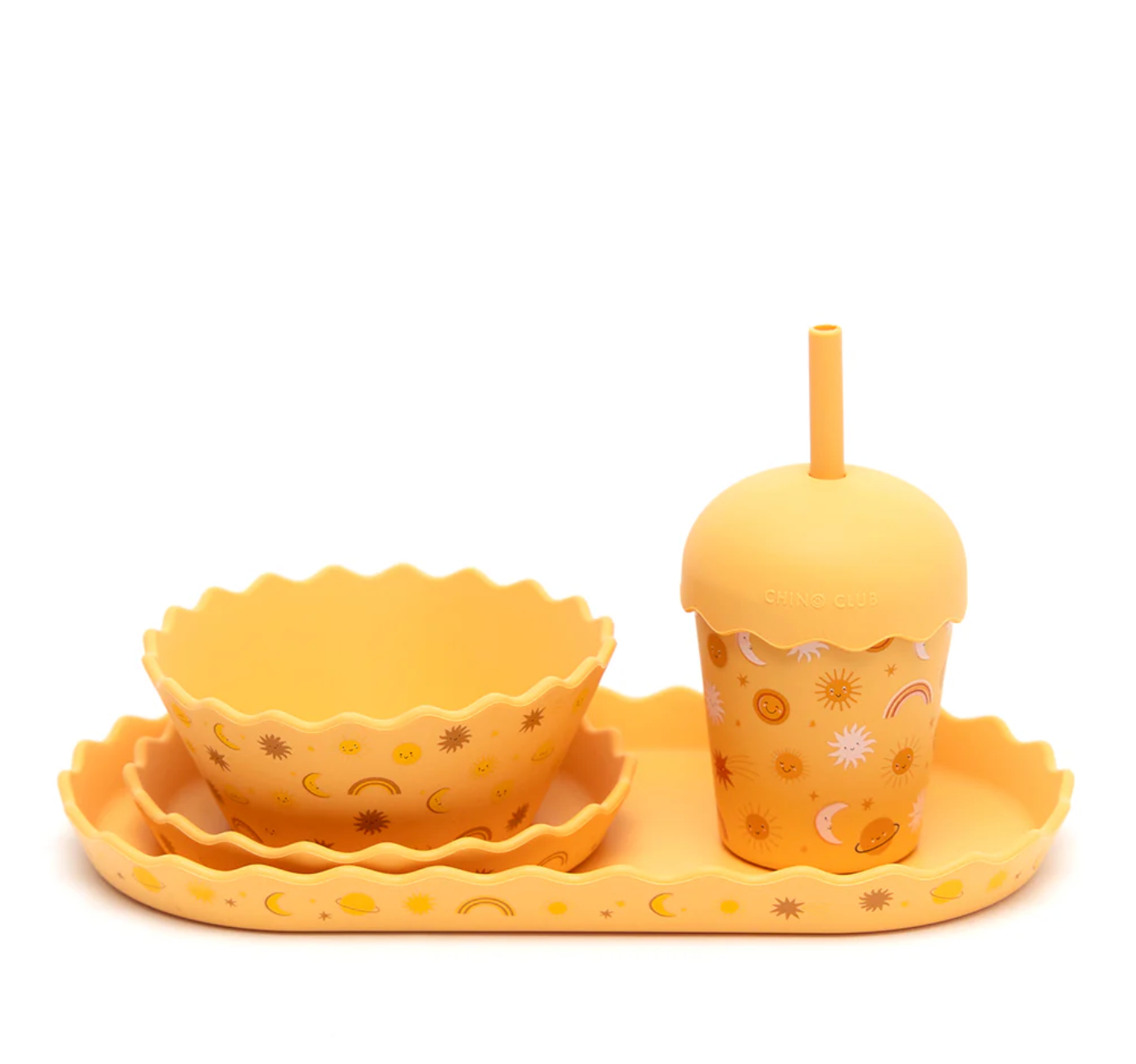 Silicone Wavy Edge Bowl & Plate Set - Suns