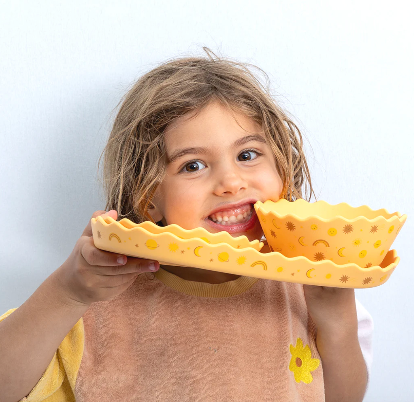 Silicone Wavy Edge Bowl & Plate Set - Suns