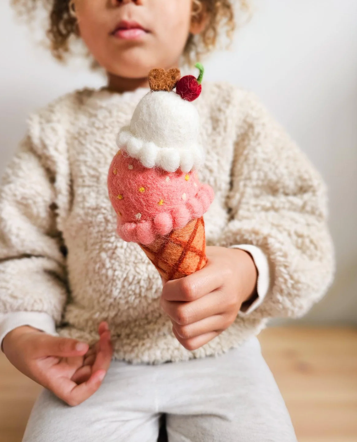 Felt Ice Cream Cone - Watermelon & Coconut