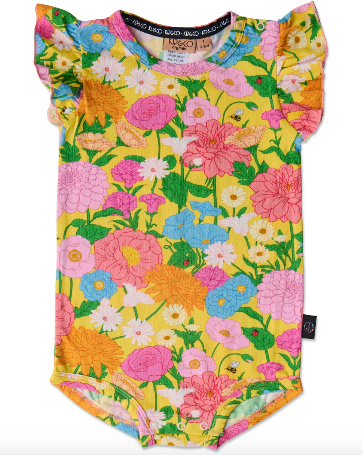 Follow The Sun Yellow Organic Short Sleeve Frill Romper