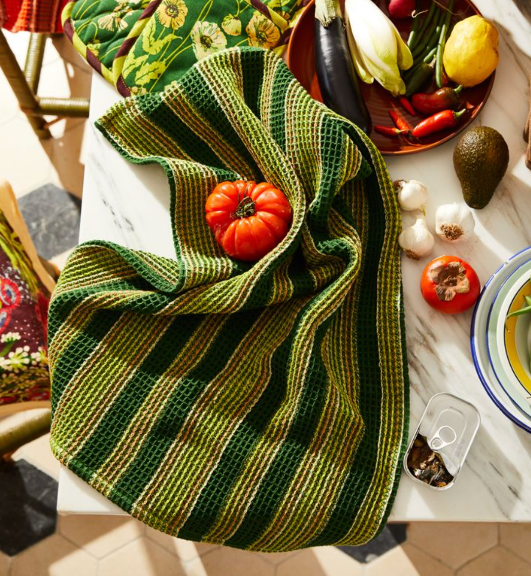 Selene Stripe Tea Towel - Anise