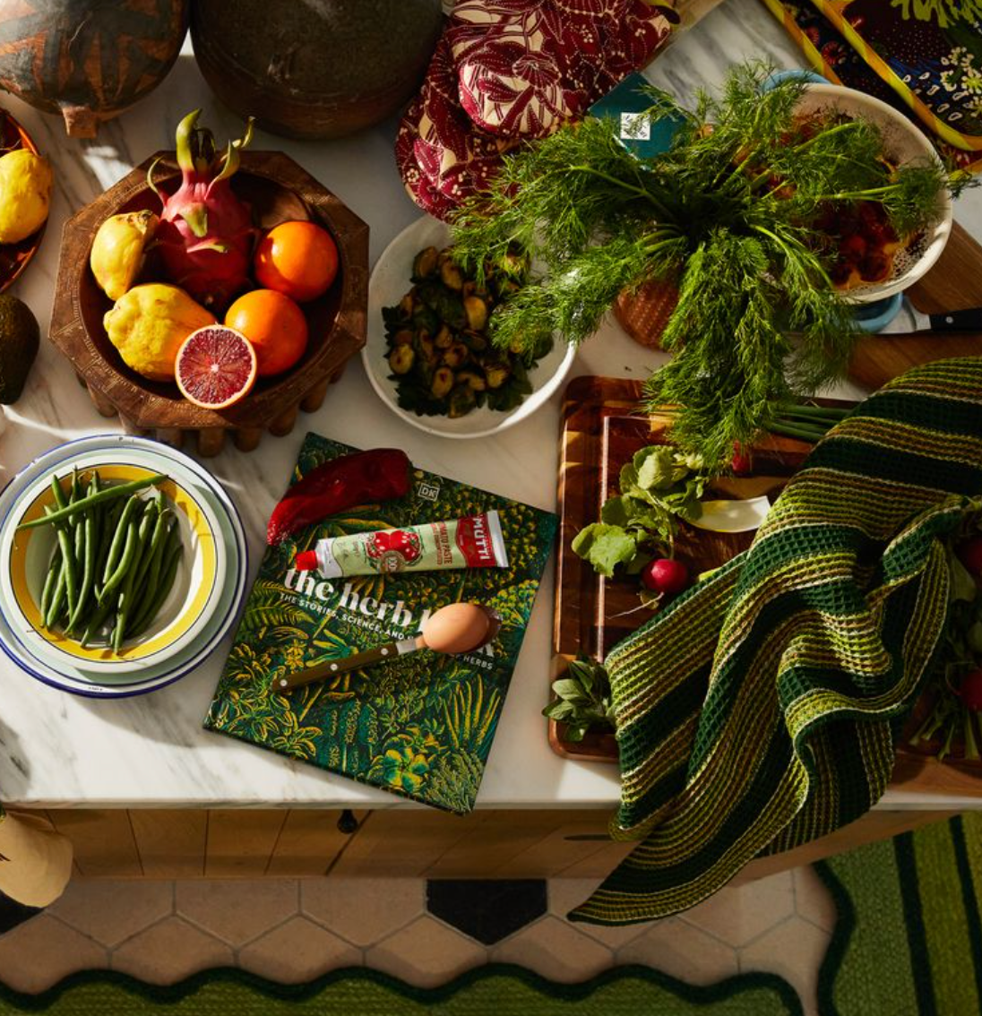 Selene Stripe Tea Towel - Anise