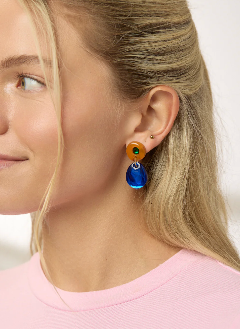 Jam Gem Earrings - Brown/Cobolt