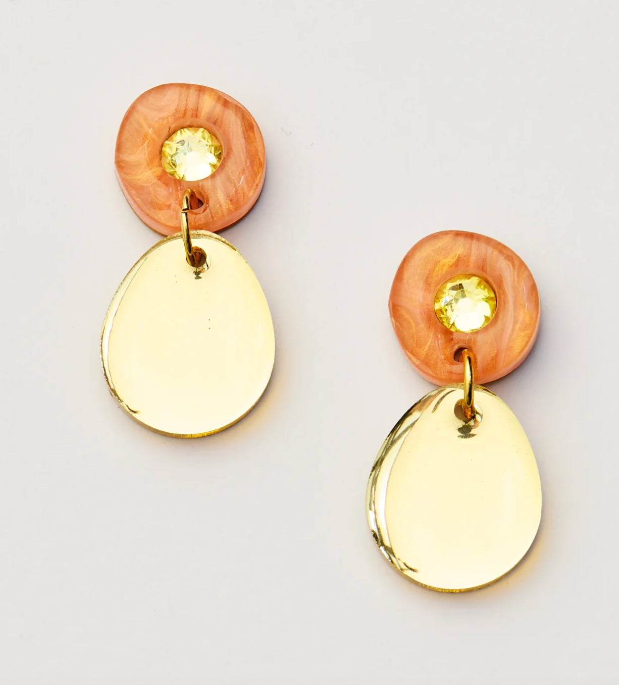 Jam Gem Clip On Earrings - Peach