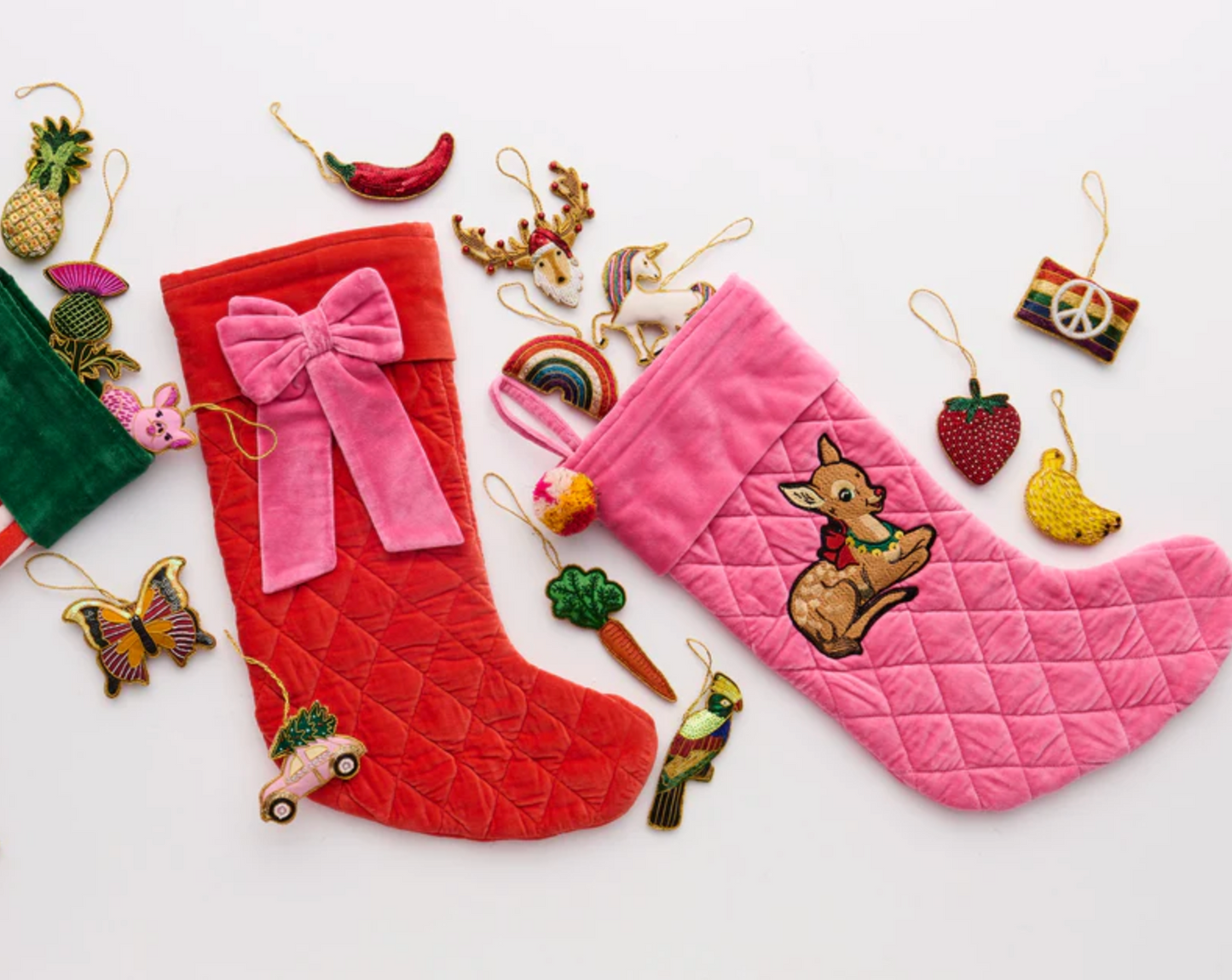 Rudolph Embroidered Velvet Stocking