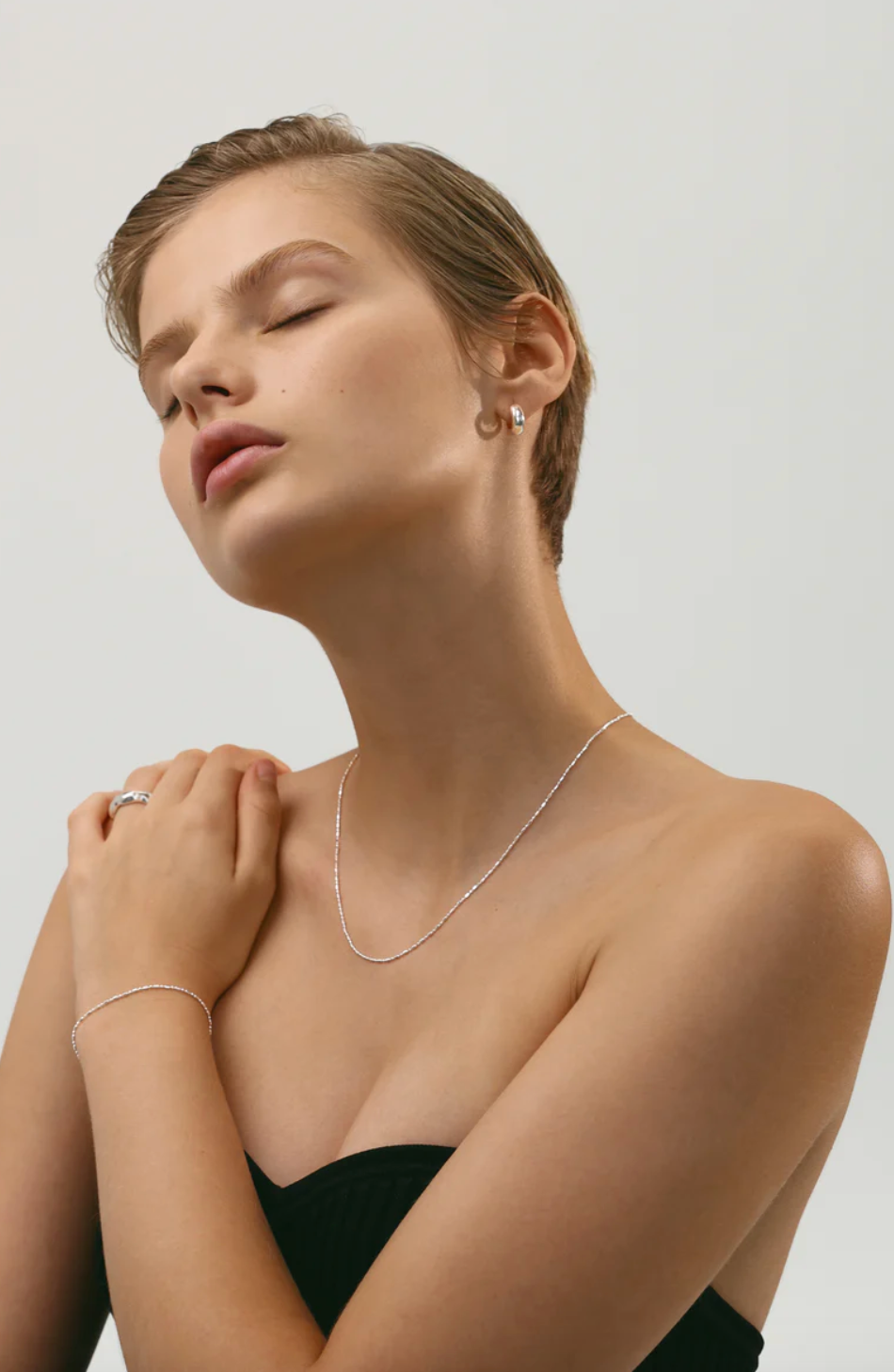Dash Dot Chain Necklace - Silver