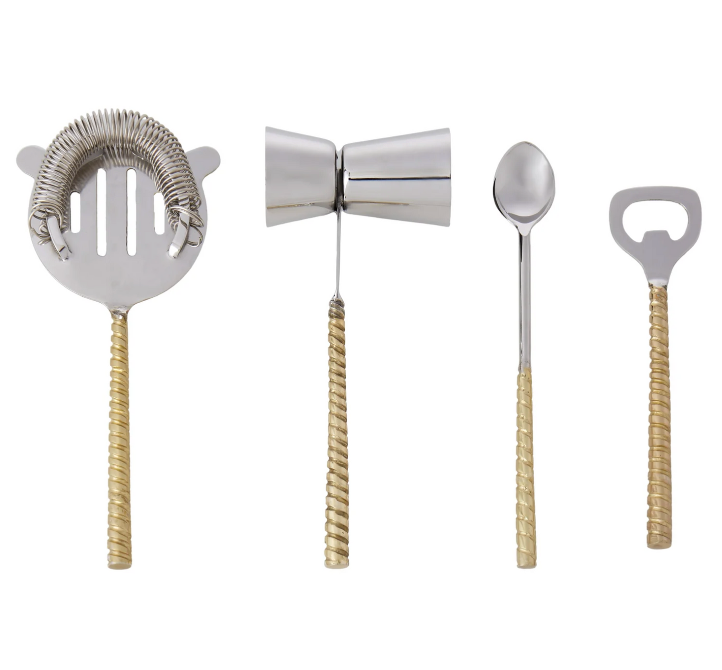 Twisted Gold Handle and Marble Bar Set - 5pcs