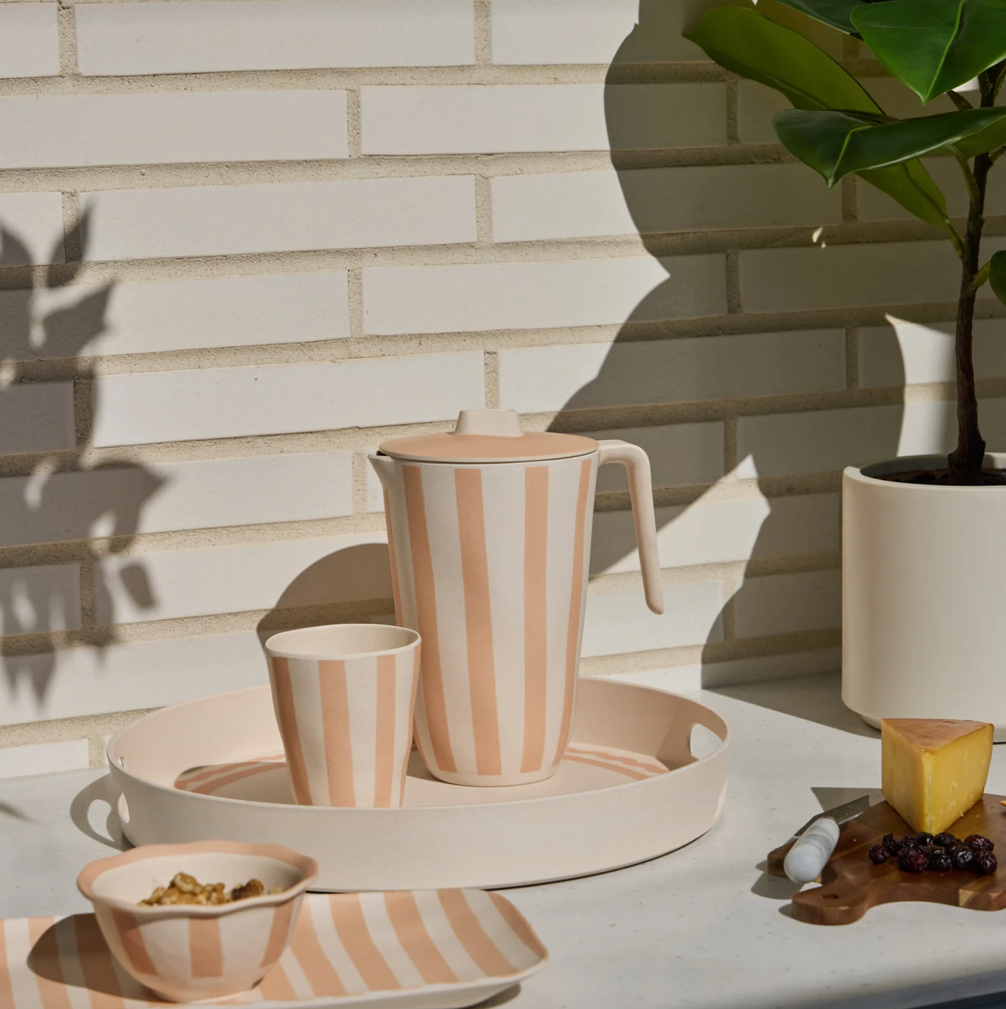 Bamboo Fibre Jug & 4pcs Tumblers - Pink