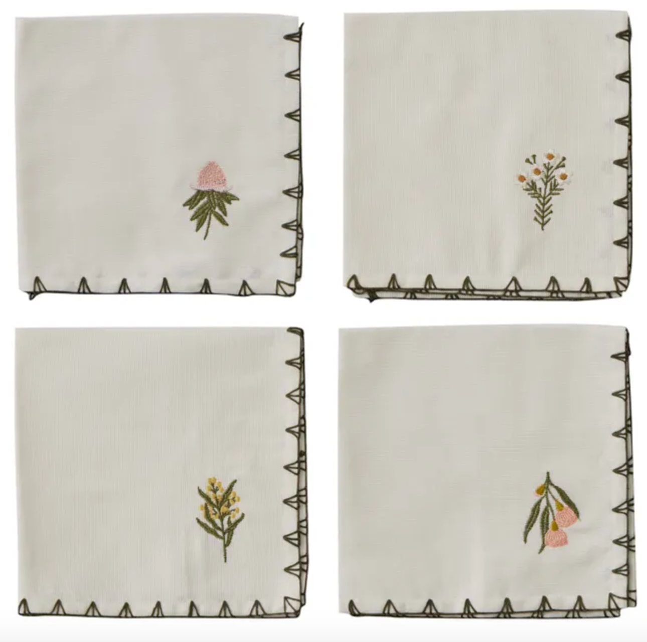 Daphne Cotton Embroidered Napkins - Set of 4