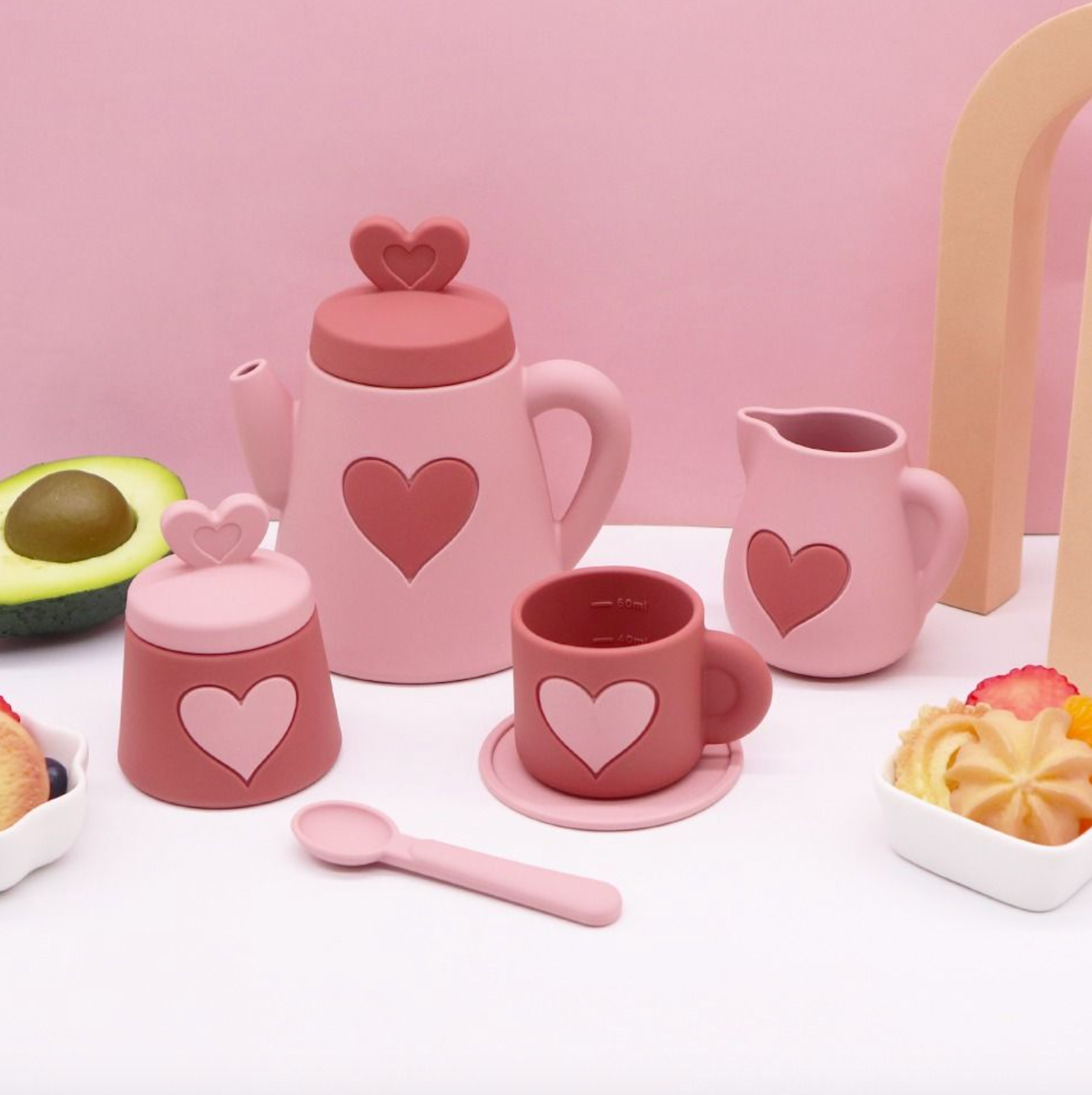 Pink Silicone Tea Set