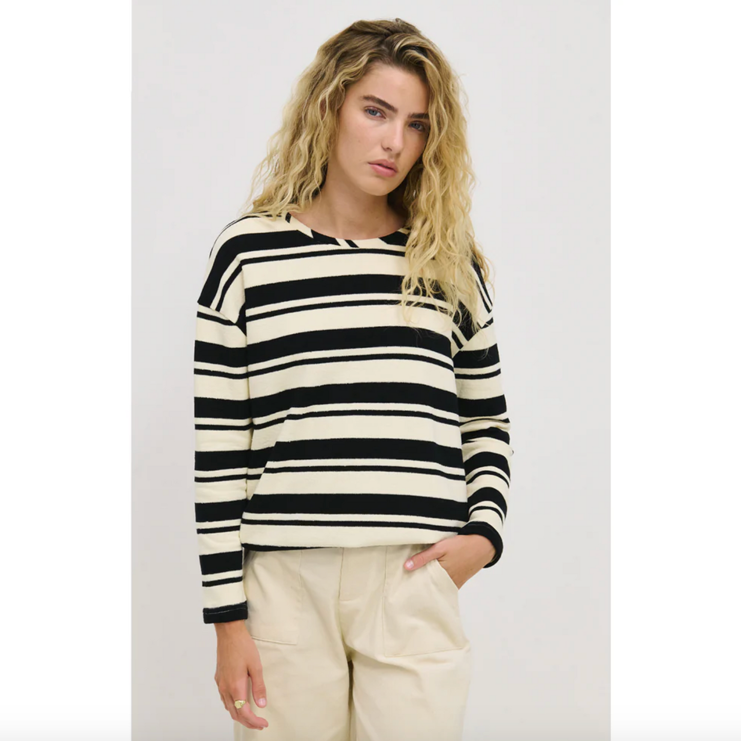 Isla Stripe Top - Black & Cream
