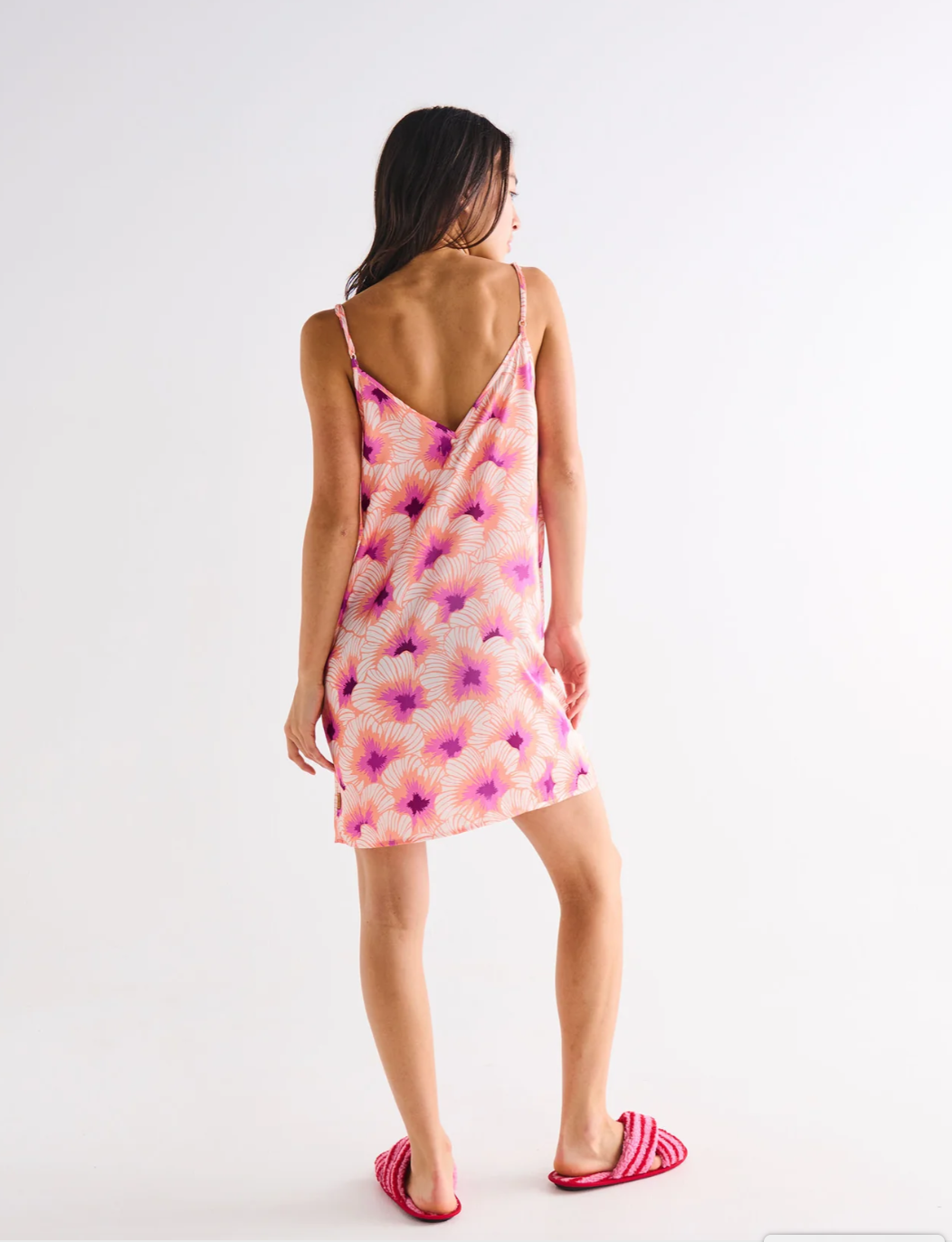 Hibiscus Peach Adult Eco Satin Cami Nightie