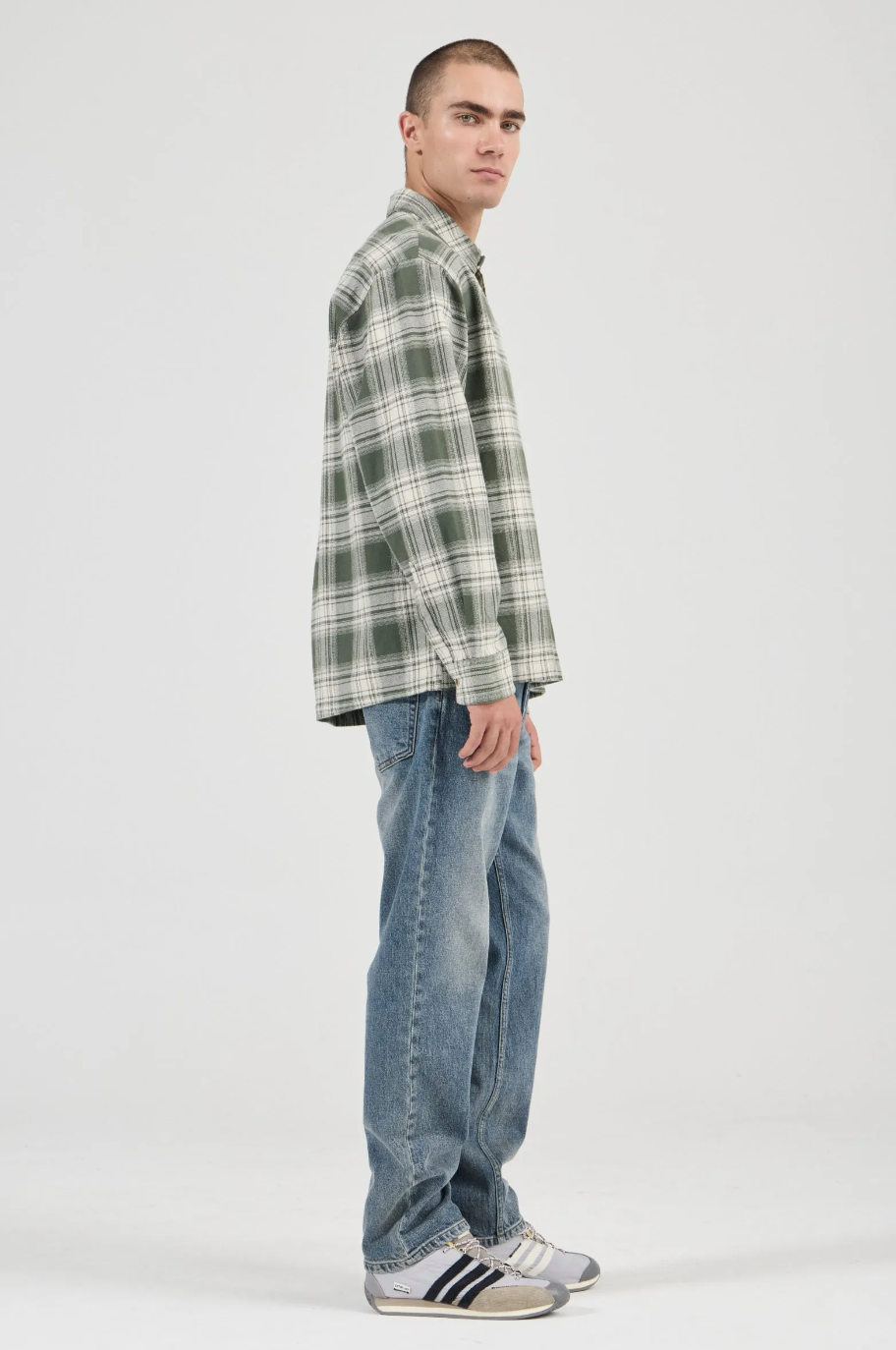 Campus Heavy Check Long Sleeve Shirt - Olive