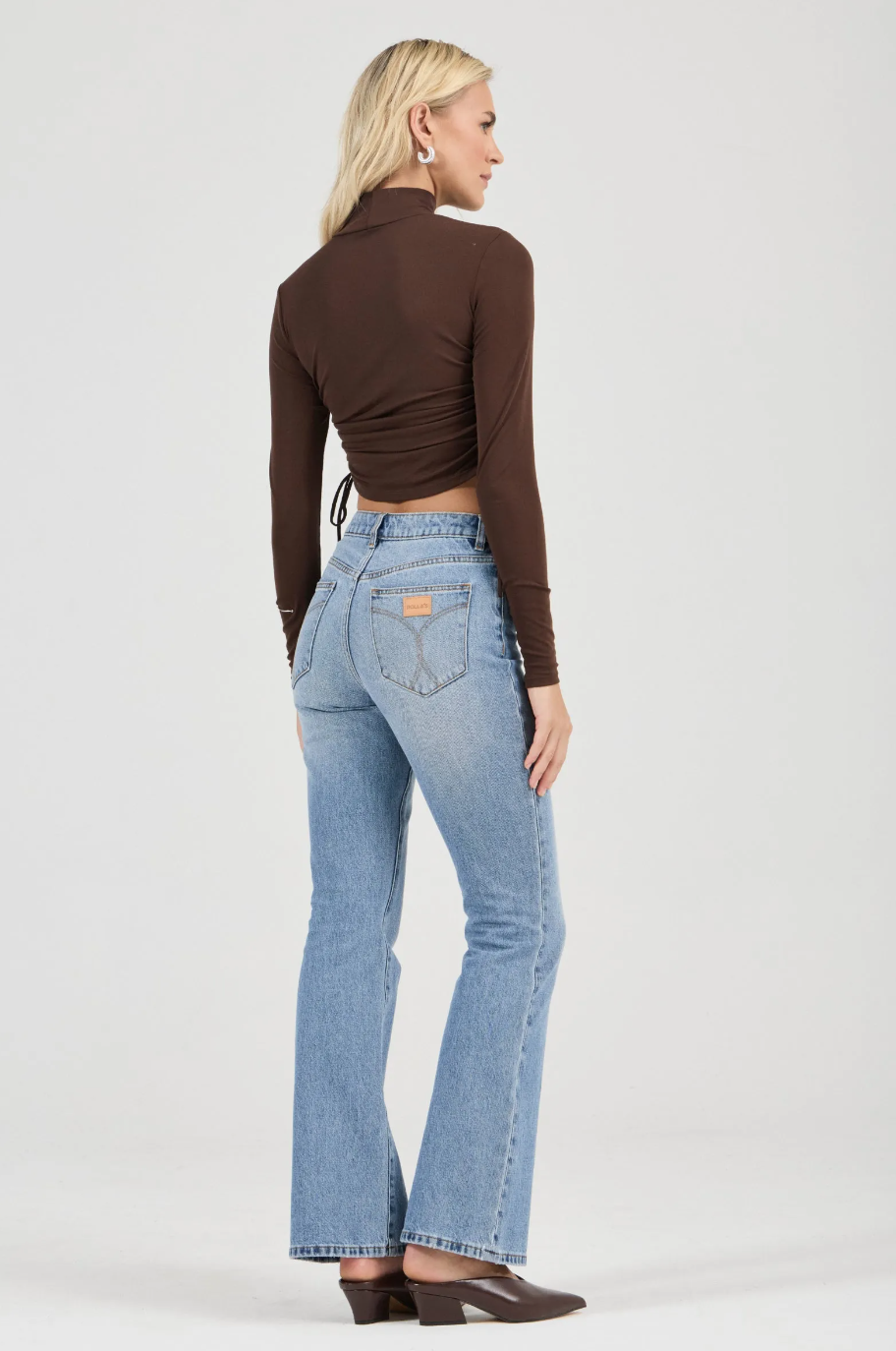 Selena Rouched Long Sleeve Top - Espresso