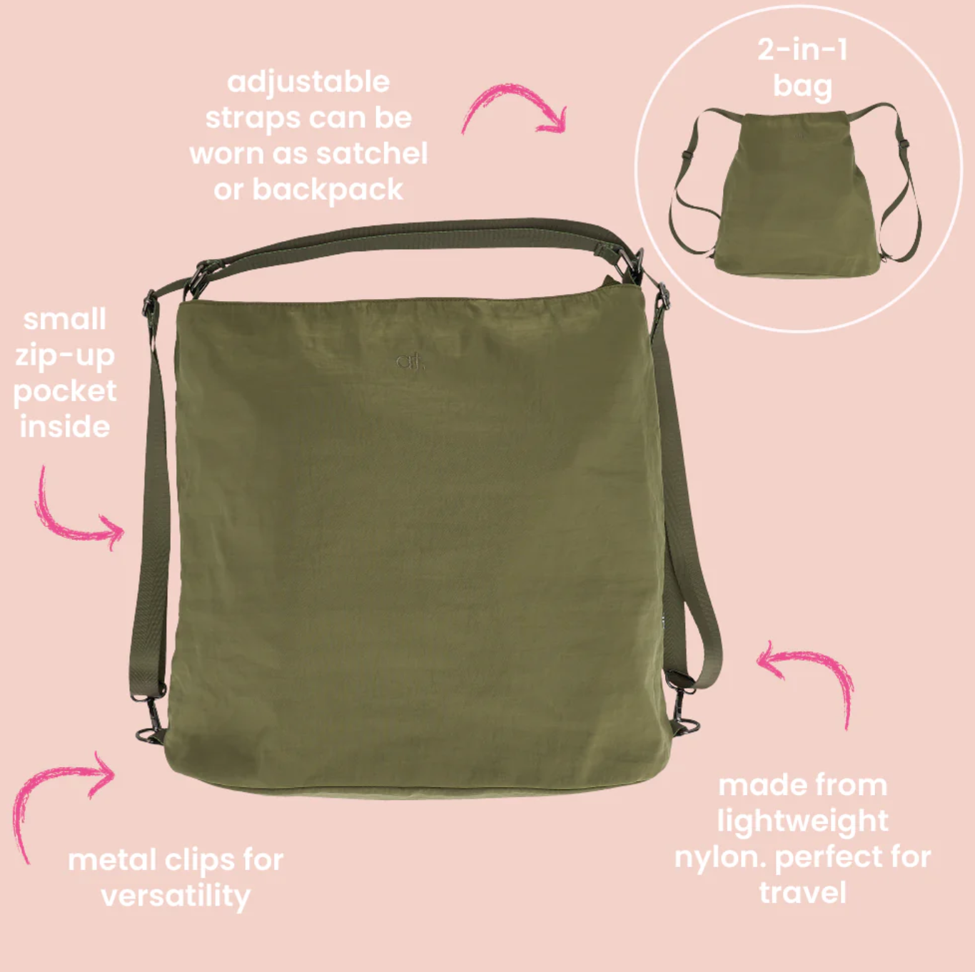 Backpack Shoulder Bag - Various Colours