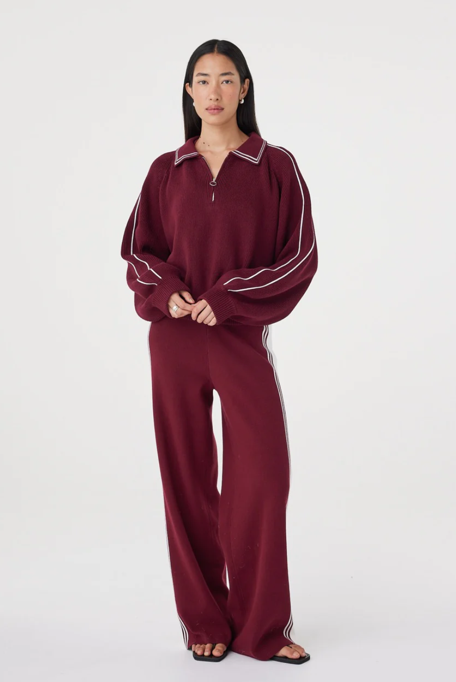 Emery Pant - Merlot & Cream