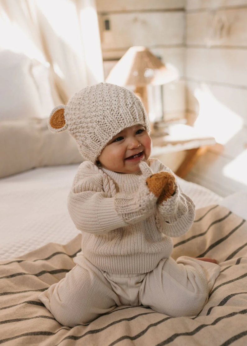 Bear Beanie - Oatmeal