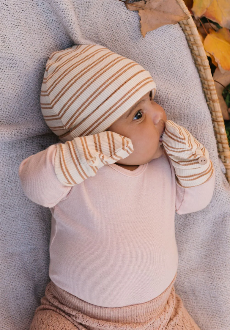 Henley Beanie & Mittens Set - Cream