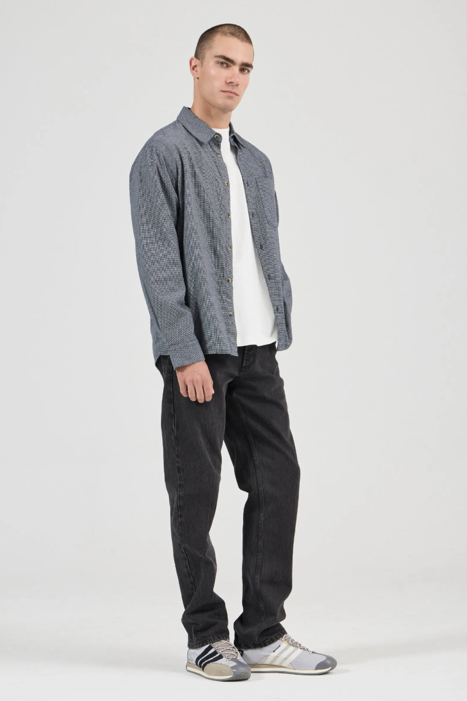 Prep Mini Check Long Sleeve Shirt - Graphite