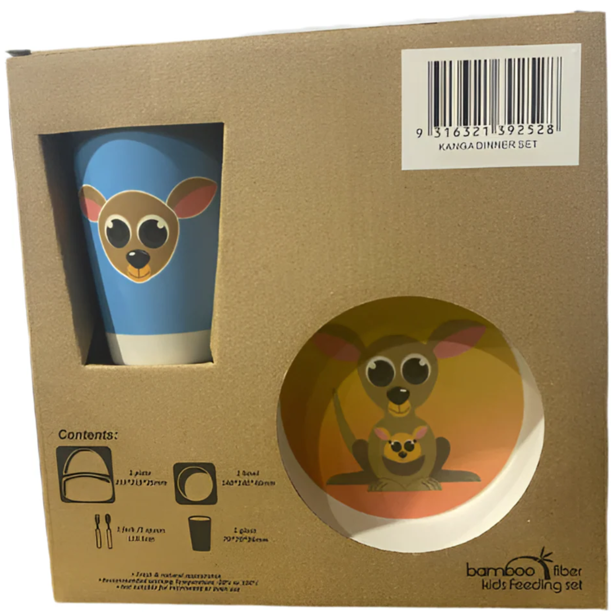 Bamboo Kids Dinner Set - Kangaroo Design