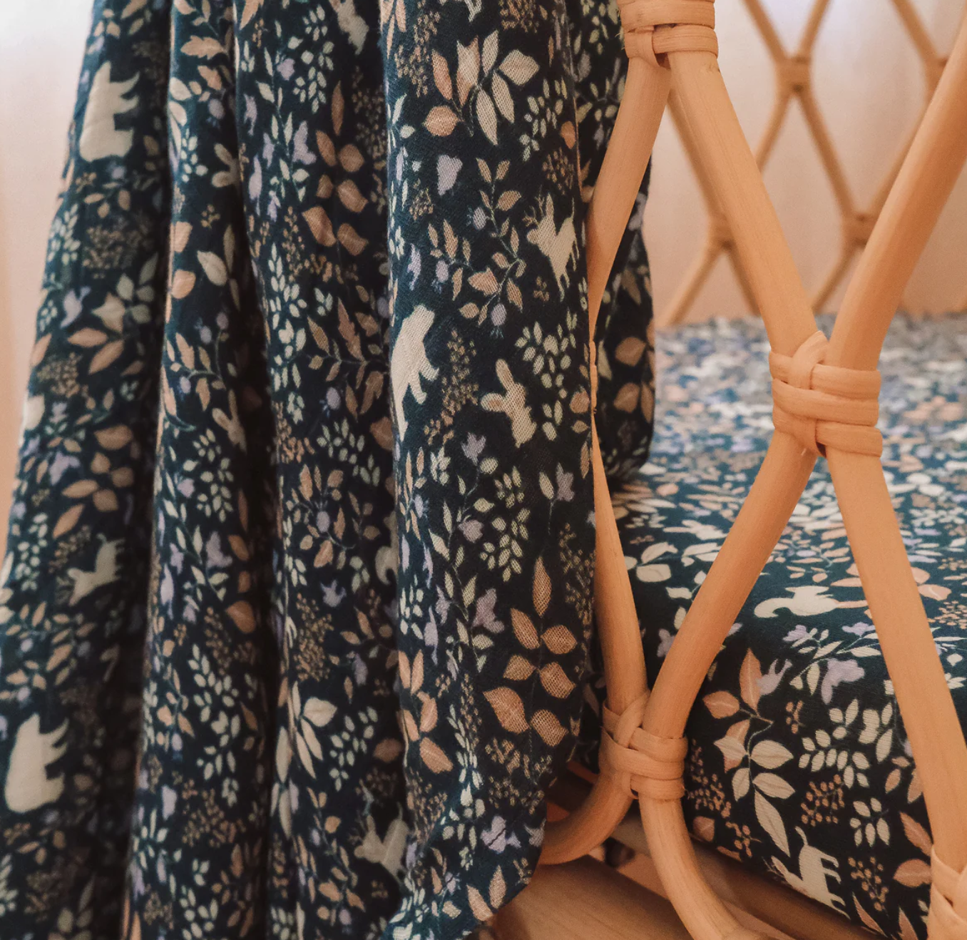Forest Friends Organic Muslin Wrap Swaddle - Midnight