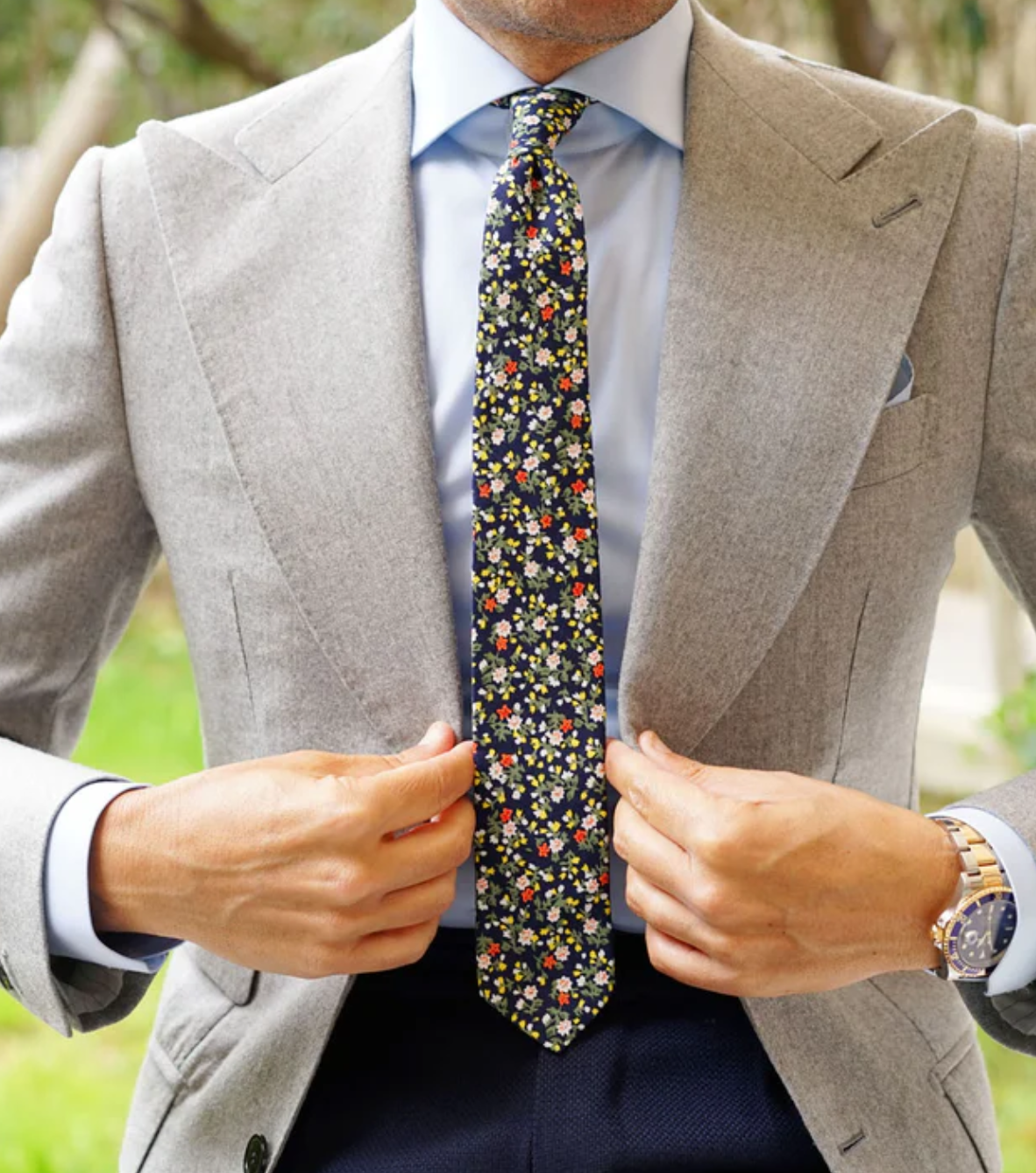 Anemone Floral Skinny Tie